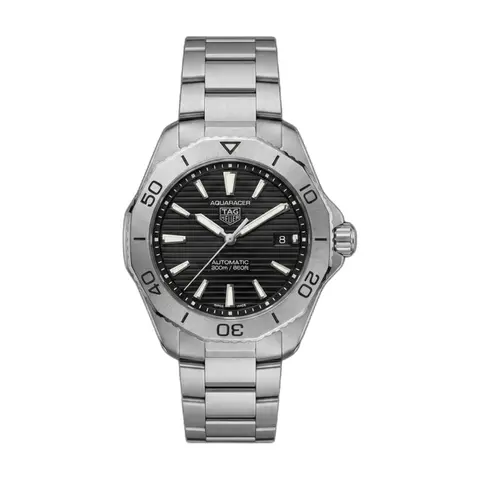 Tag Aquaracer Professional 200 Date Automatic Silver Black - front view