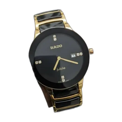 Rado jubli black gold mens - front view
