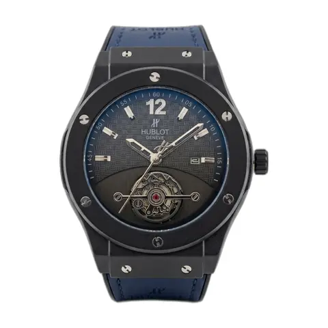 Hublot Big Bang Tourbillon Black Blue Leather - front view
