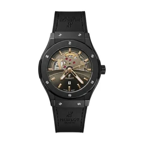 Hublot Big Bang Tourbillon Full Black Leather - front view