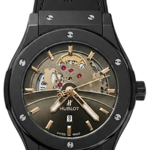 Hublot Big Bang Tourbillon Full Black Leather - dial close-up