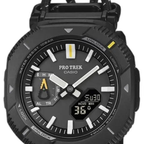 Casio Pro Trek PRJ-B001B-2 black and white - dial close-up