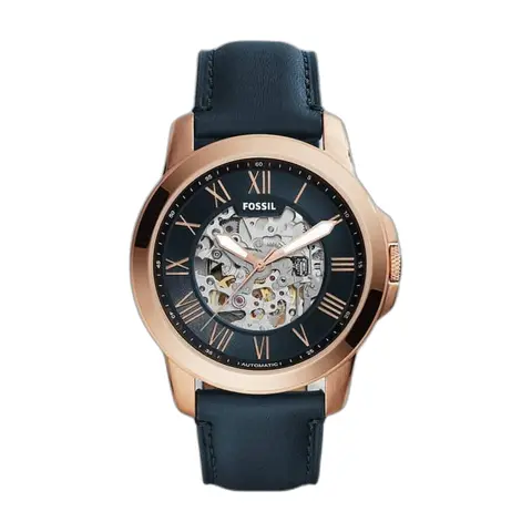 Fossil Grant Automatic blue brown blue - front view