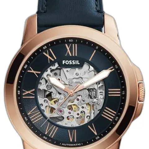 Fossil Grant Automatic blue brown blue - dial close-up