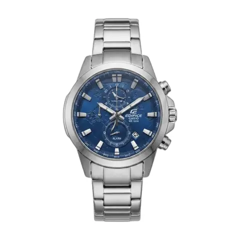 Casio Edifice EFR-303D Silver Blue Dial - front view