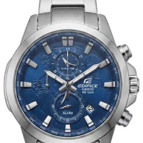 Casio Edifice EFR-303D Silver Blue Dial - dial close-up