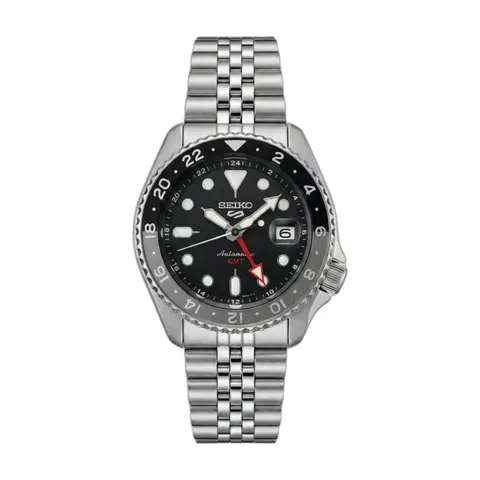 Seiko 5 Sports Japan Machine silver Black - front view