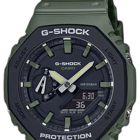 Casio G Shock Ga2100 full green - dial close-up