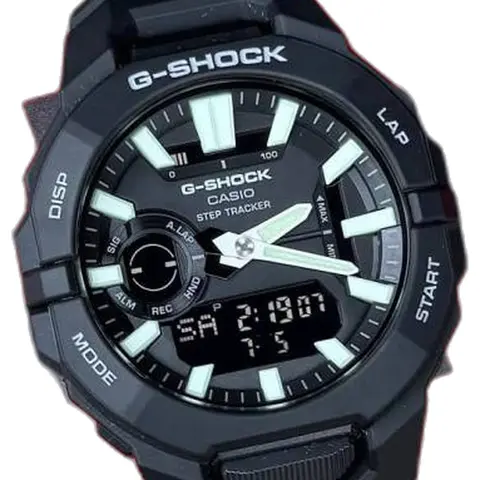 Casio G Shock GBA-950-2A Full Black White Needles - dial close-up
