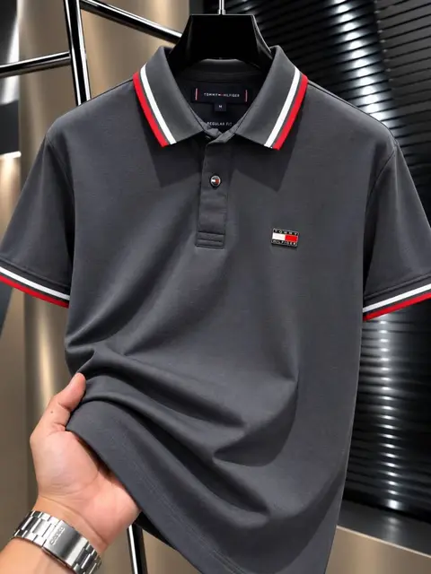 Tommy Hilfige Chest Logo Polo T-shirt Grey