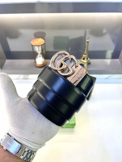 Gucci Glossy Golden Reversible Belt Fa 668