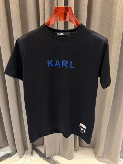 Karl Legarfield Middle Brand Print Round Neck T-shirt Black