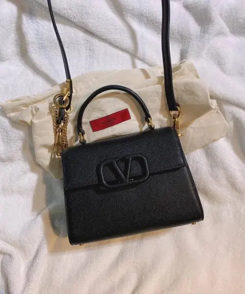 Valentynoo Black VSling TopHandle ShoulderBag With dustCover