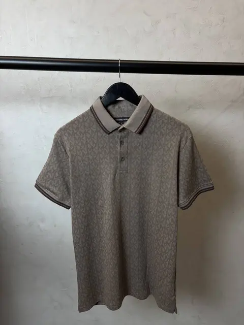 Michael Kors Taupe Monogram Polo T-Shorts 1036