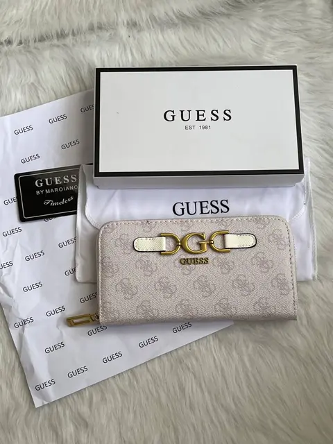 Guess 001 Light Purple Long Zippy Wallet With Original Box Dust Cover Card & Brand Packaging