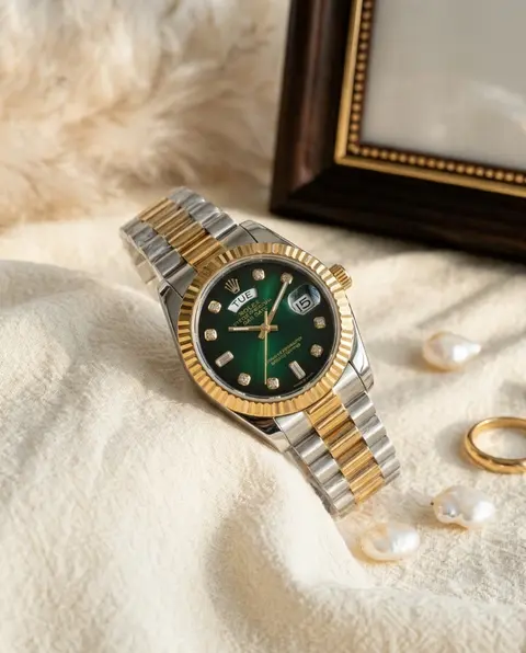 Rolex Oyster Perpetual Day Date Diamond 2Ton Gold-Green