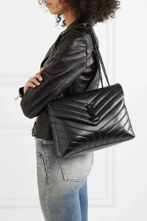 YSL Saint Laurent Loulou Shoulder Bag With OG Magnetic Box & Dust Bag (All Black - 771)