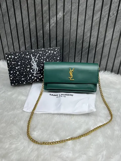 Ysl Sunset Green Small Shoulder Bag With Original Box & Dust Cover