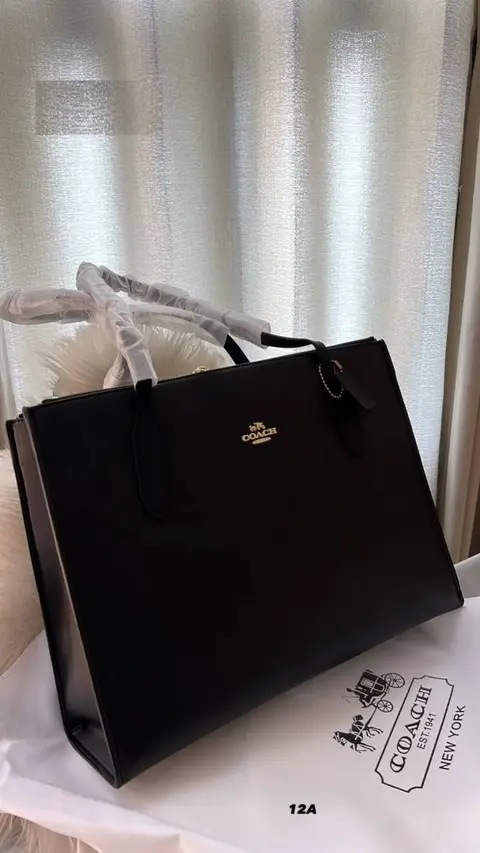 Coach Nina Carryall Premium Tote Bag With OG Box & Dust Bag (Black-808)
