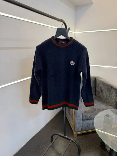 Gucci imported knitted yarn imported sweater navy blue