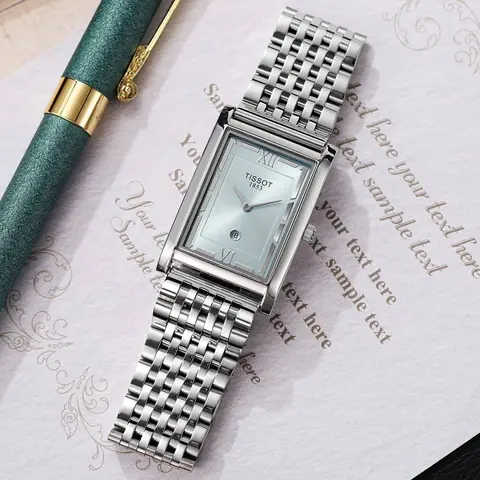 Tissot 1853 T-Classic Heritage Rectangular Style Silver-Sky Blue