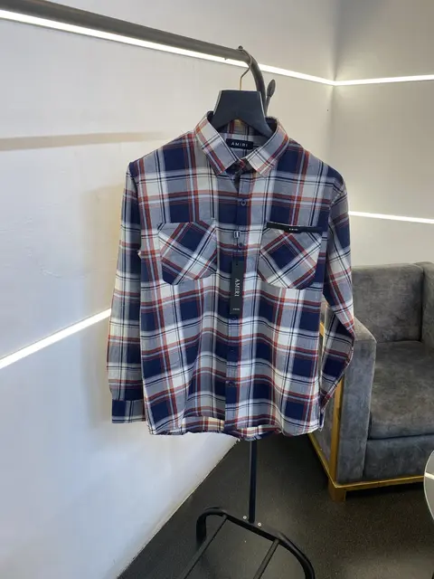Amiri style 4 checks imported box packing shirt red blue