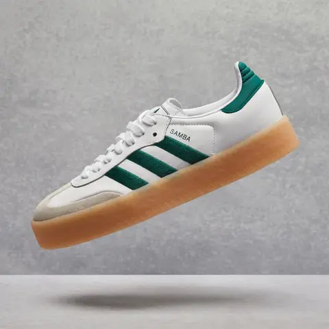 Adidas Samba trainers in white and green