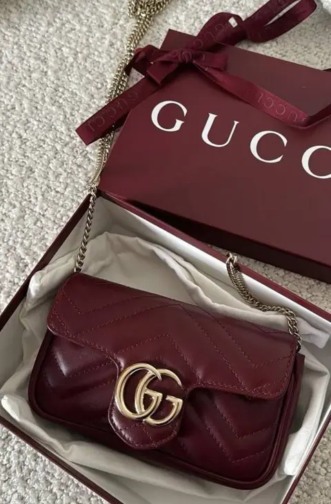 Gucci Marmont Mini Wine Premium With OriginalWineBox DustCover