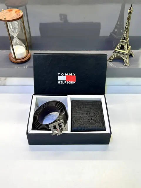 Tommy Hilfigar Black Wallet & Belt Combo Fa 722