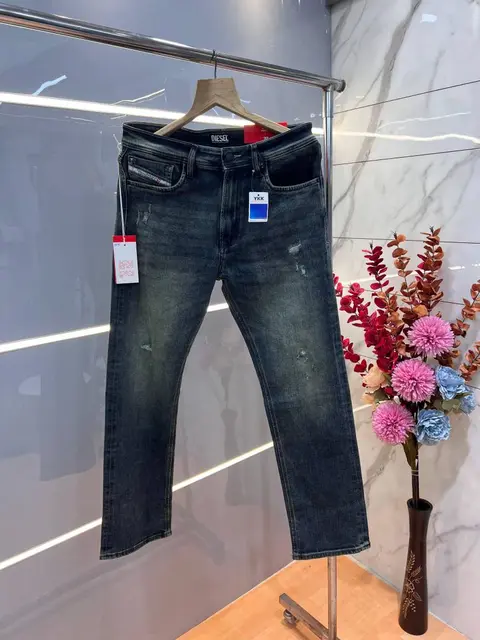 Diesel Green Shade Premium Imported Stretchable Lycra Fabric Straight Fit Denim with Embroidered Logo 3016