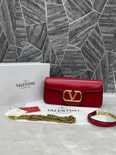 Valentino V Logo Red ShoulderBag Large With OriginalBox DustCover Card Tags