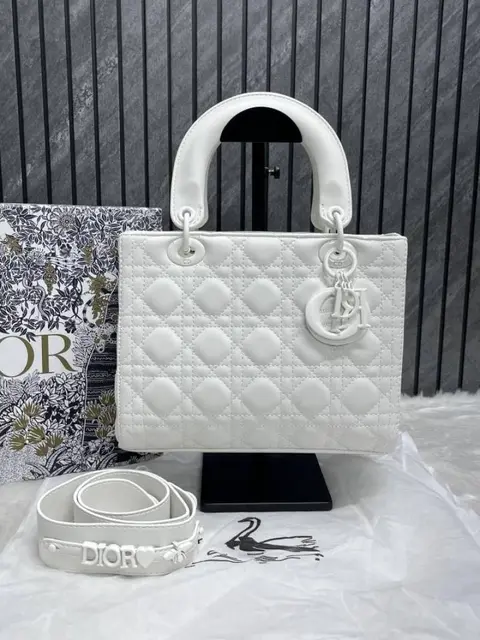 Dior Lady Matte White Large Handbag With OriginalBox DustCover