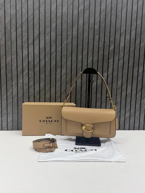Coach Tabby 26 Beige Shoulder Crossbody Bag With Original Box 2 Belt (Short Long)