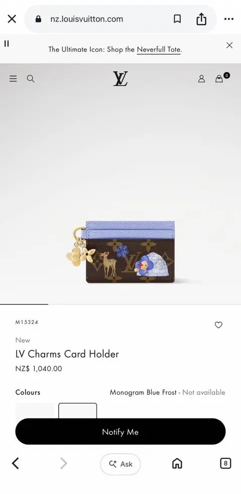 Louis Vuitton L-13 LV Charm Card Holder With Original Box & DustCover
