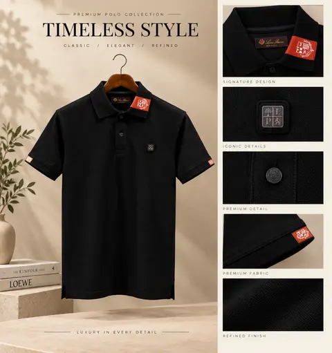 Loro piana Black imported luxury box pack Polo tshirt