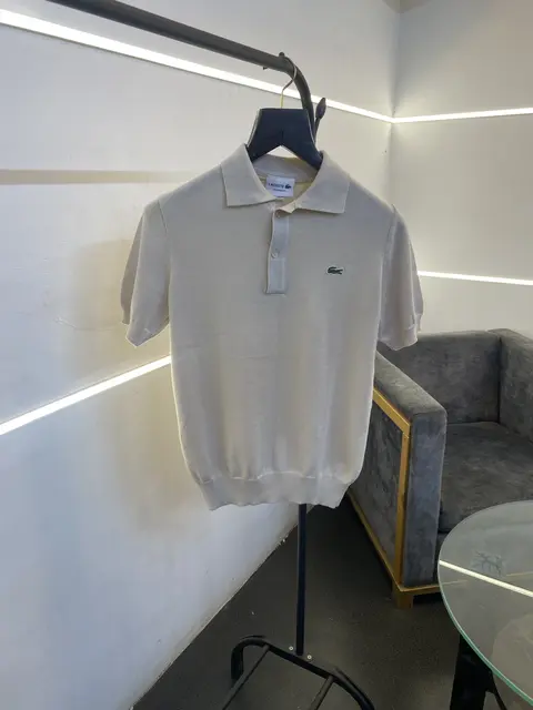 Lacoste Old money knitted fabric imported polo tshirt cream