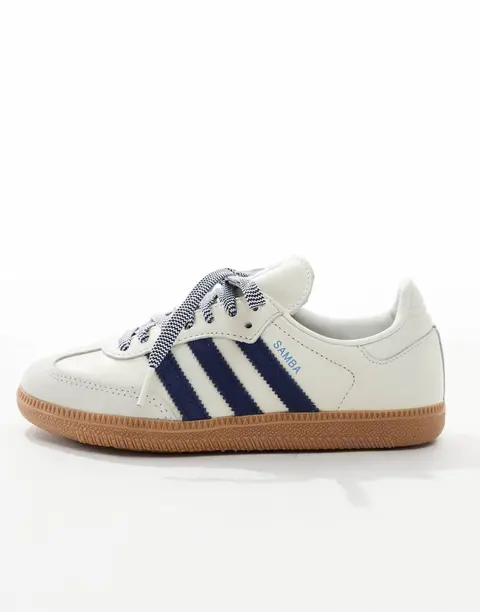 Adidas Samba White Blue Leather