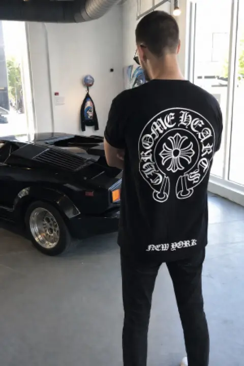 No return Chorme heart Imported Black Tshirt