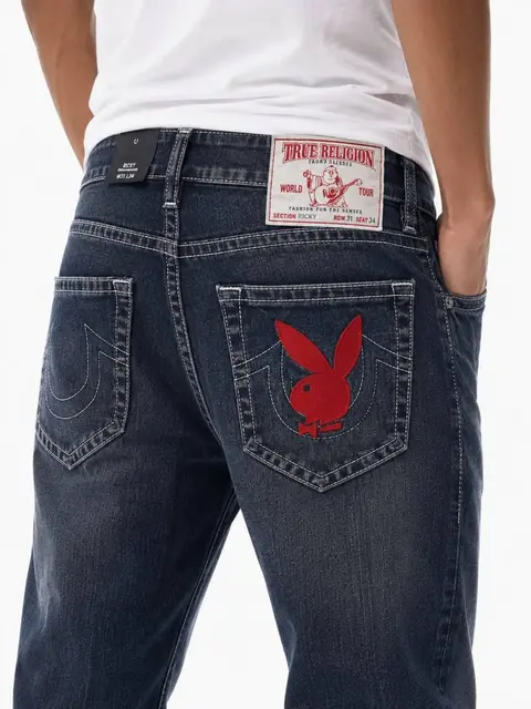 True Religion Dark Blue Bootcut Premium Imported Stretchable Lycra Fabric Denim with Back Pocket Embroidered Design 4226