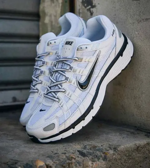 Nike P-6000 in White Black Metallic Silver