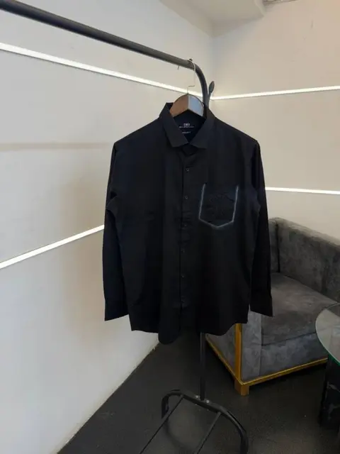 Balenciaagaa premium full sleeves diamond finish shirt black