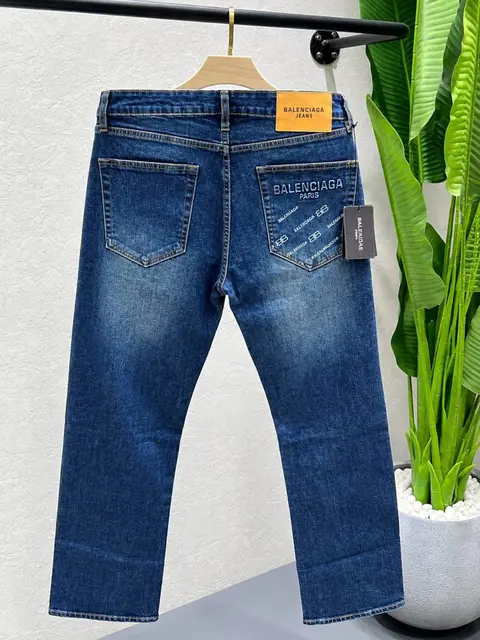 Balenciaga Blue Shade Straight fit Premium Imported Fabric Denim with Back Pocket Emboss Logo 4590