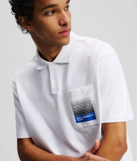 Karl Legarfield Chest Pocket Polo White