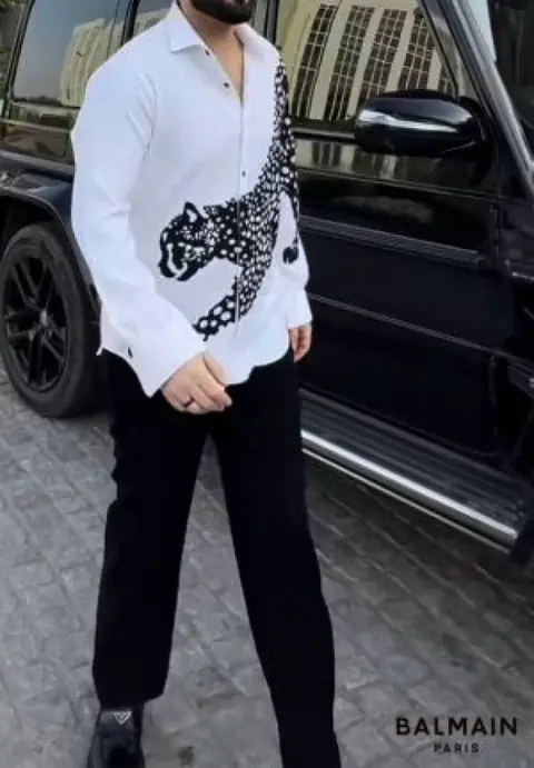 Balmain Cheetah Print Full Sleeves Shirt White
