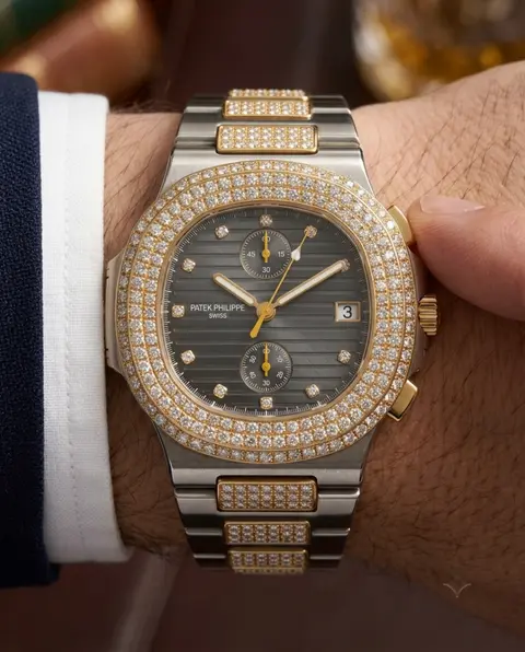 Patek Philippe Nautilus Diamond Two Tone Black - J1672