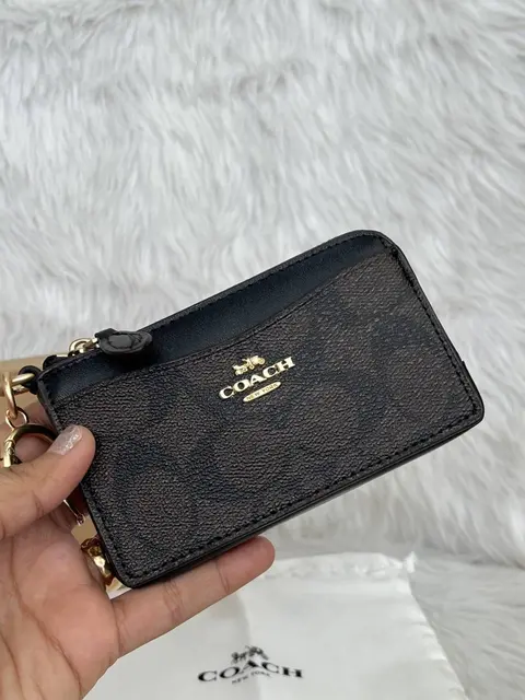 Coach CC-5 Zip Card Case Wallet With OriginalBox DustCover