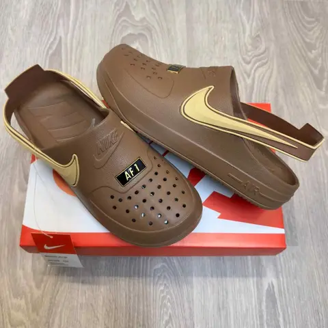 Nike Airforce 1 Swoosh Brown Clogs