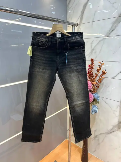 Burberry Green Shade Straight Fit Premium Imported Stretchable Lycra Fabric Denim with Embroidered Logo 3947