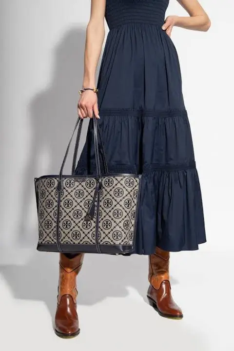 Tori Burch T Monogram Jacquard Tote With DustCover
