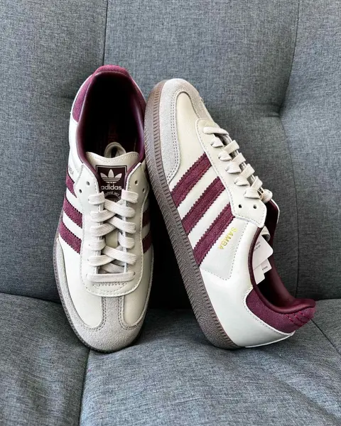 Adidas Samba OG Putty Grey Maroon Womens 1226